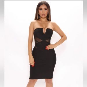 Night is young fashion nova black bandage midi dress large NWT